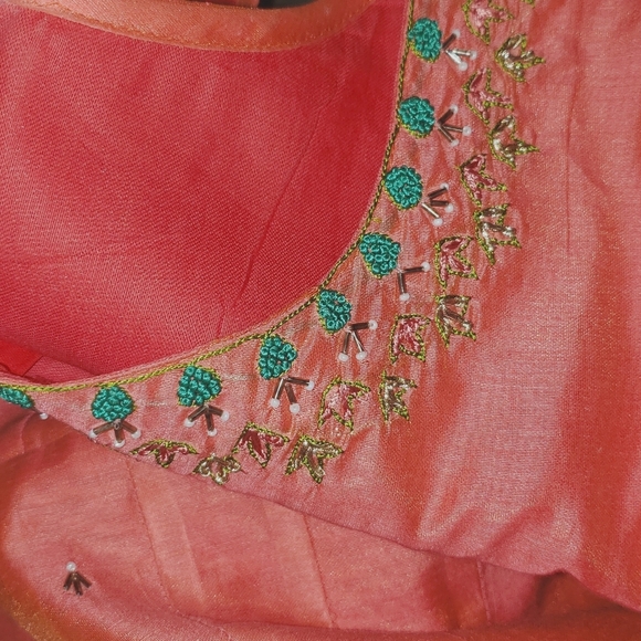 Vintage Boho Chic Bollywood Beaded Silk Cotton Embroidered Gypsy Maxi Dress - Picture 2 of 6
